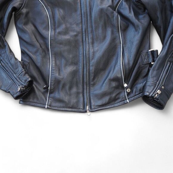 Harley Davidson 03 Vintage 100th Anniversary Motorcycle Leather Jacket Women's S - Picture 9 of 9
